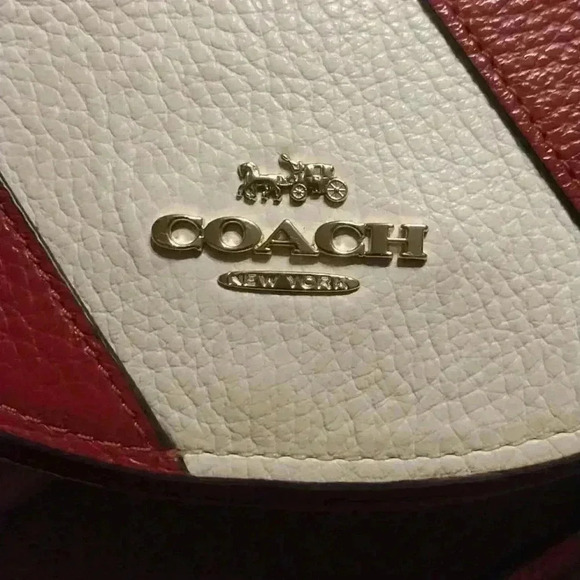 Coach Ellen Striped Red Chalk White Flap Crossbody Bag with Bifold Coach Wallet - Picture 5 of 9